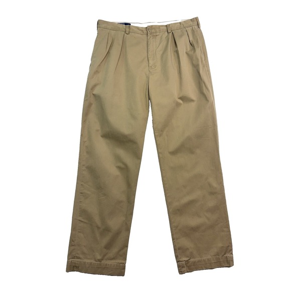 vtg Polo Ralph Lauren 38x32 Khaki Chino Pants Pleated Andrew Cotton Trouser
